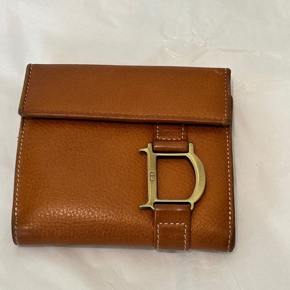 DIOR AUTHENTIC WALLET BILLFOLD Hardware Brown Coin Snap Unisex Vintage - Picture 1 of 8